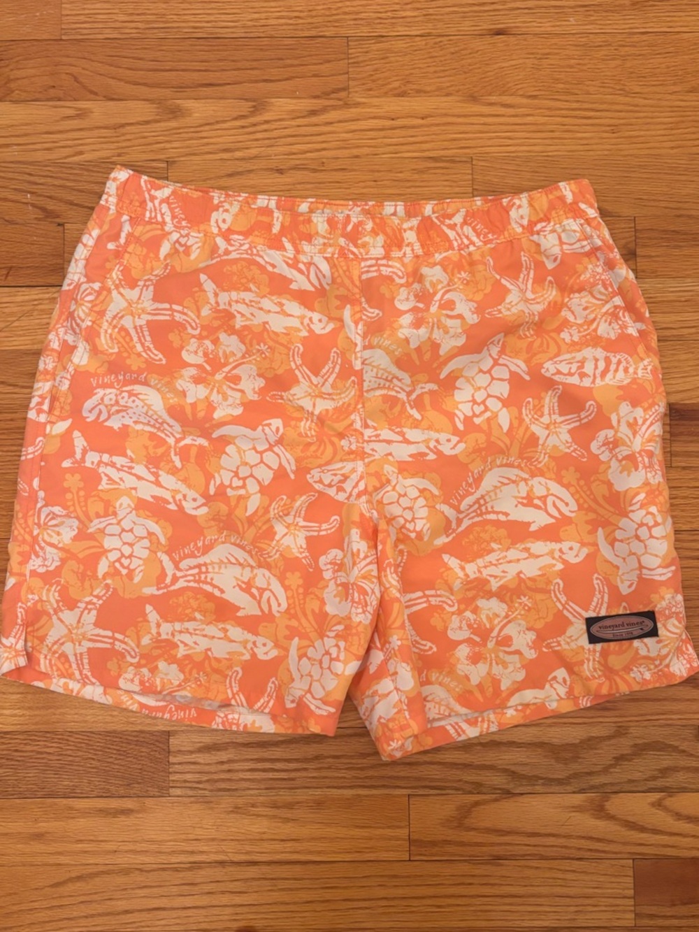 Vineyard Vines Orange & White Swim Trunks Size M